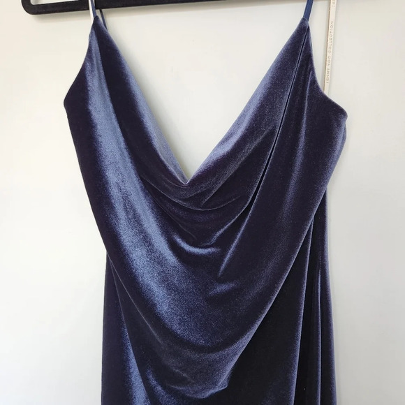 Jenny Yoo Collection Bentley Velvet Midi Dress Dark Blue Navy Cowl Neck … - Picture 4 of 10